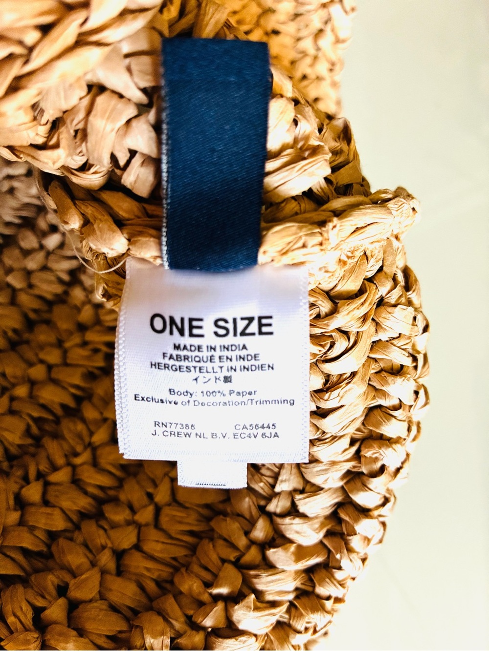 J. Crew Factory Packable straw tote bag Natural Straw Tote with Tan Patch.NWT. - Picture 14 of 16